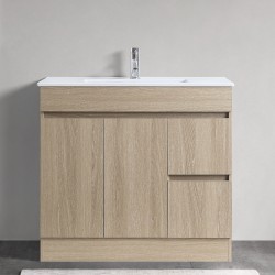 DNF SLIM 900X360X830MM PLYWOOD FLOOR STANDING VANITY - LIGHT OAK WITH CERAMIC TOP DNF SLIM 900X360X830MM PLYWOOD FLOOR STANDING VANITY - LIGHT OAK WITH CERAMIC TOP