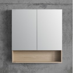 750x140X800mm Plywood 2-Door Light Oak Mirror Cabinet  750x140X800mm Plywood 2-Door Light Oak Mirror Cabinet