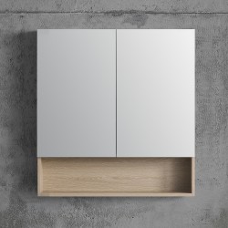 750x140X800mm Plywood 2-Door Light Oak Mirror Cabinet  750x140X800mm Plywood 2-Door Light Oak Mirror Cabinet