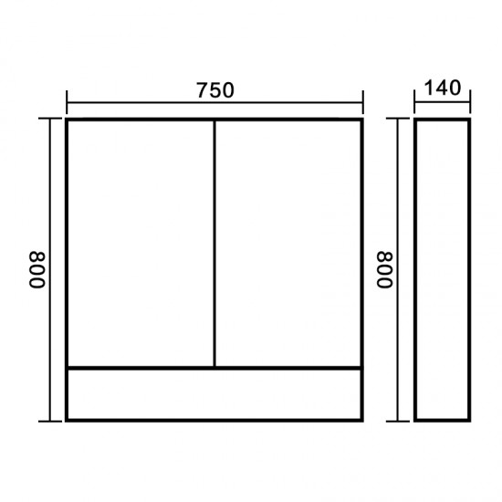 750x140X800mm Plywood 2-Door Light Oak Mirror Cabinet 