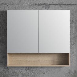 900x140x800mm Plywood 2-Door Light Oak Mirror Cabinet  900x140x800mm Plywood 2-Door Light Oak Mirror Cabinet