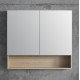 900x140x800mm Plywood 2-Door Light Oak Mirror Cabinet 