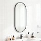 900x400x20mm Black Aluminum Framed Oval Bathroom Wall Mirror