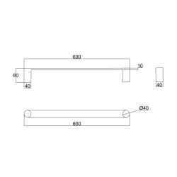 DN Horizontal Heated Towel Rail 600mm Round Chrome DN Horizontal Heated Towel Rail 600mm Round Chrome