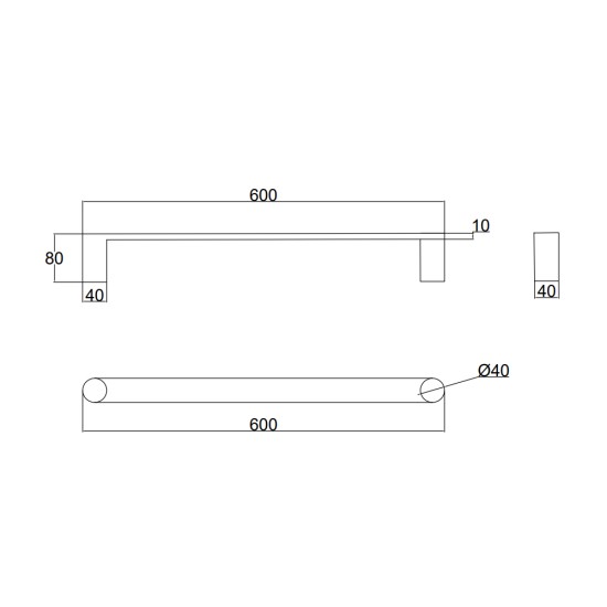 DN Horizontal Heated Towel Rail 600mm Round Matte Black DN Horizontal Heated Towel Rail 600mm Round Matte Black