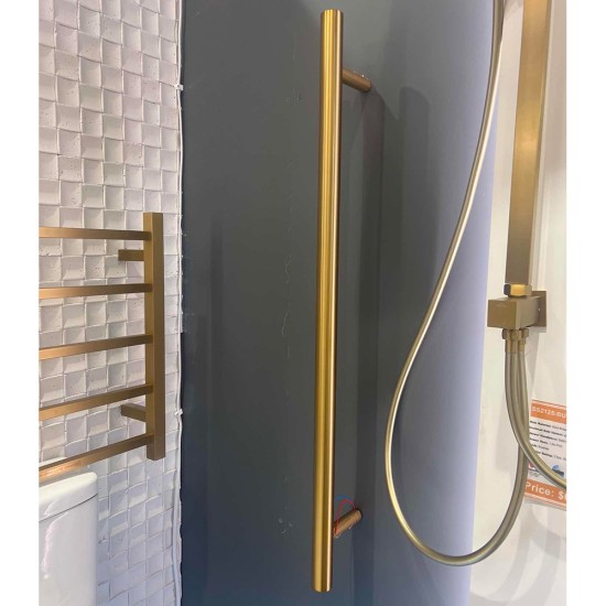 DN Vertical Heated Towel Rail 1000mm Round Brushed Yellow Gold