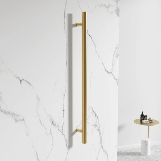 DN Vertical Heated Towel Rail 1000mm Round Brushed Yellow Gold DN Vertical Heated Towel Rail 1000mm Round Brushed Yellow Gold