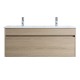 DNW 1200X460X480MM Plywood Wall Hung Vanity - Light Oak With Double Ceramic Top