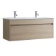 DNW 1200X460X480MM Plywood Wall Hung Vanity - Light Oak With Double Ceramic Top