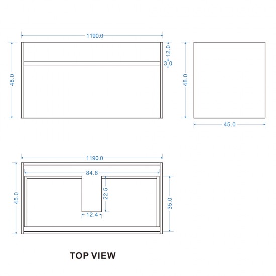 DNW 1200X460X480MM Plywood Wall Hung Vanity - Light Oak With Double Ceramic Top