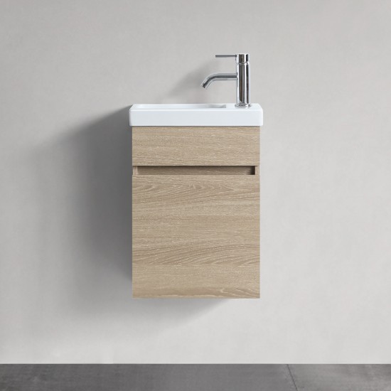 DNW 400X220X530MM Plywood Wall Hung Vanity - Light Oak With Ceramic Top