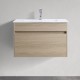 DNW 750X460X480MM Plywood Wall Hung Vanity - Light Oak With Ceramic Top