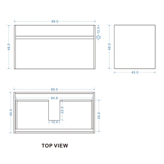 DNW 900X460X480MM Plywood Wall Hung Vanity - Light Oak With Ceramic Top