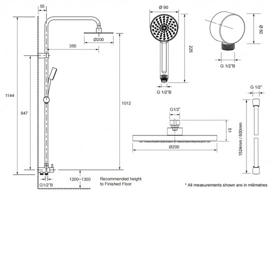 Englefield Studio Polished Chrome Dual Rain Shower