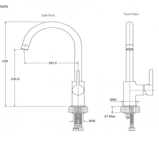 Englefield Pin Lever Studio Kitchen Mixer Matte Black