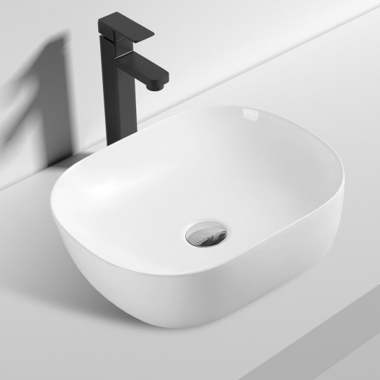 465x375x115mm Bathroom Oval Above Counter White Ceramic Wash Basin