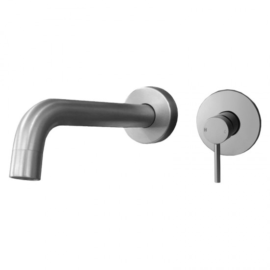 Round Brushed Nickel Bathtub/Basin Mixer Wall Mounted