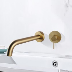 Euro Round Brushed Yellow Gold Bathtub/Basin Mixer Wall Mounted Euro Round Brushed Yellow Gold Bathtub/Basin Mixer Wall Mounted