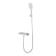 1500x750x580mm Back To Wall Freestanding Acrylic Apron White Bathtub with Solid Brass Mixer Diverter & ABS Handheld Shower Tap Set 1500x750x580mm Back To Wall Freestanding Acrylic Apron White Bathtub with Solid Brass Mixer Diverter & ABS Handheld Shower Tap Set