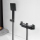 Solid Brass Bathroom Square Matt Black Mixer Diverter with ABS Handheld Shower Waterfall Spout Water Hose Set