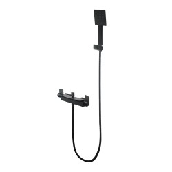 Solid Brass Bathroom Square Matt Black Mixer Diverter with ABS Handheld Shower Waterfall Spout Water Hose Set Solid Brass Bathroom Square Matt Black Mixer Diverter with ABS Handheld Shower Waterfall Spout Water Hose Set