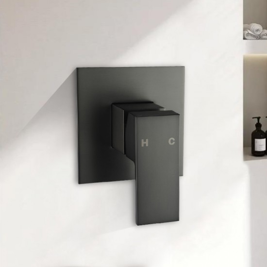 Ottimo/Omar Gunmetal Grey Square Shower Bath Mixer Tap