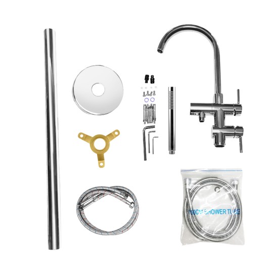 Chrome Freestanding Bath Mixer Taps With Hand held Shower Tapware Bathtub Filler  Chrome Freestanding Bath Mixer Taps With Hand held Shower Tapware Bathtub Filler