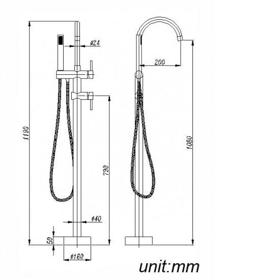 Euro Round Chrome Freestanding Bath Mixer Taps With Hand held Shower Tapware Bathtub Filler 