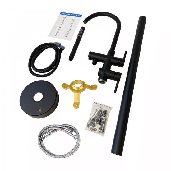 Matte Black Freestanding Bath Mixer Taps With Hand held Shower Tapware Bathtub Filler
