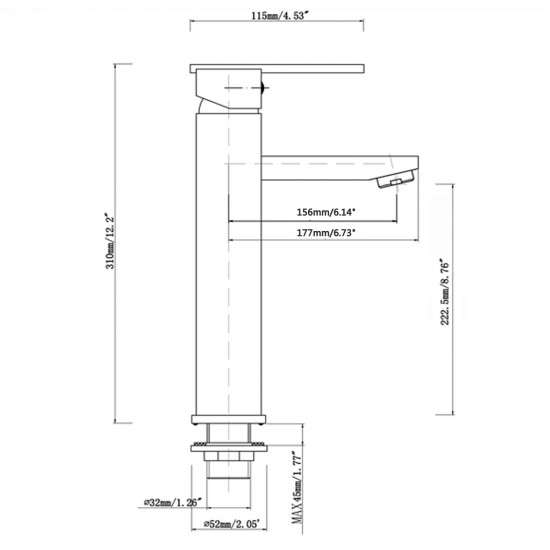 Ottimo Chrome Tall Basin Mixer Taps Bathroom Tall Taps