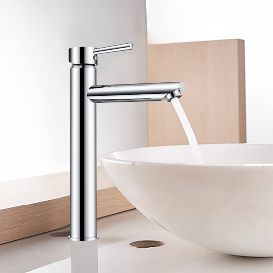 Euro Round Chrome Tall Basin Mixer Taps Tall Tapware