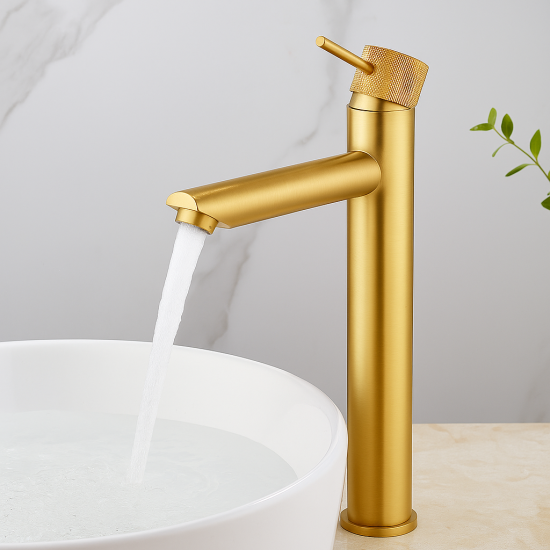 Lattice Edition Solid Brass Brushed Yellow Gold Tall Basin Mixer Bathroom Vanity Tap Lattice Edition Solid Brass Brushed Yellow Gold Tall Basin Mixer Bathroom Vanity Tap