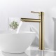 Euro Round Solid Brass Brushed Yellow Gold Tall Basin Mixer Bathroom Vanity Tap
