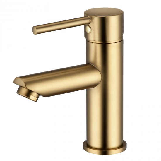Round Solid Brass Brushed Yellow Gold Basin Mixer Tap Bathroom Vanity Tap