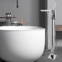Chrome Freestanding Bathtub Mixer with Handheld Shower Spout Floor Mounted Chrome Freestanding Bathtub Mixer with Handheld Shower Spout Floor Mounted