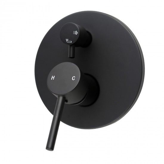 Euro Round Nero Matt Black Shower/Bath Mixers Diverter