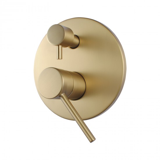 Euro Round Brushed Yellow Gold Shower/Bath Mixer with Diverter Wall Mounted