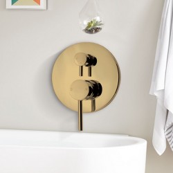 Euro Round Brushed Yellow Gold Shower/Bath Mixer with Diverter Wall Mounted Euro Round Brushed Yellow Gold Shower/Bath Mixer with Diverter Wall Mounted