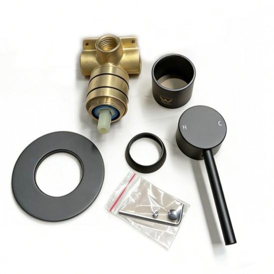 Euro 80mm Matt Black Solid Brass Wall Mixer for Bathtub and Basin