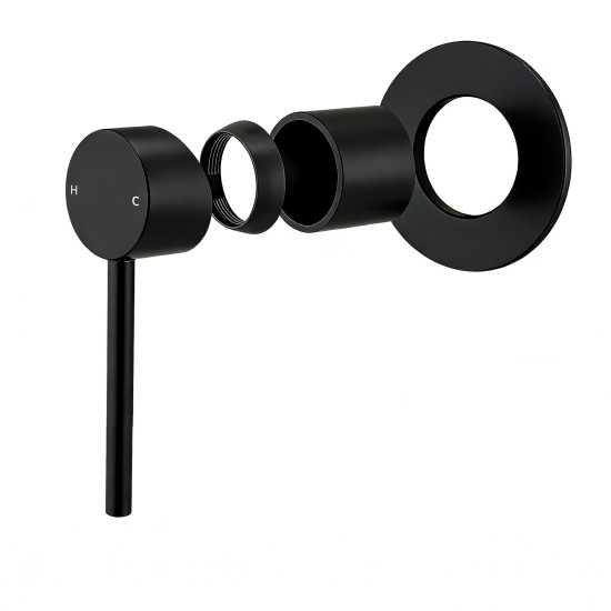 Euro 80mm Matt Black Solid Brass Wall Mixer for Bathtub and Basin