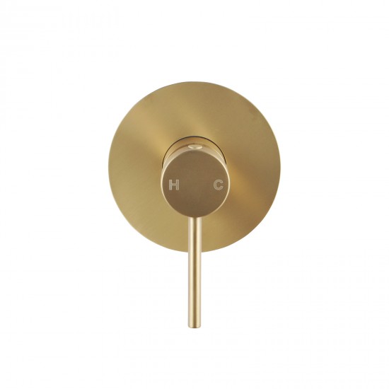 Euro Round Brushed Yellow Gold Shower/Bath Wall Mixer Solid Brass