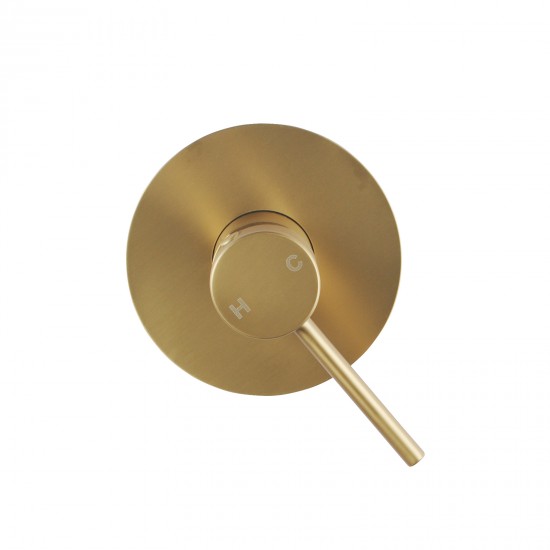 Euro Round Brushed Yellow Gold Shower/Bath Wall Mixer Solid Brass