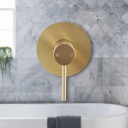 Euro Round Brushed Yellow Gold Shower/Bath Wall Mixer Solid Brass Euro Round Brushed Yellow Gold Shower/Bath Wall Mixer Solid Brass