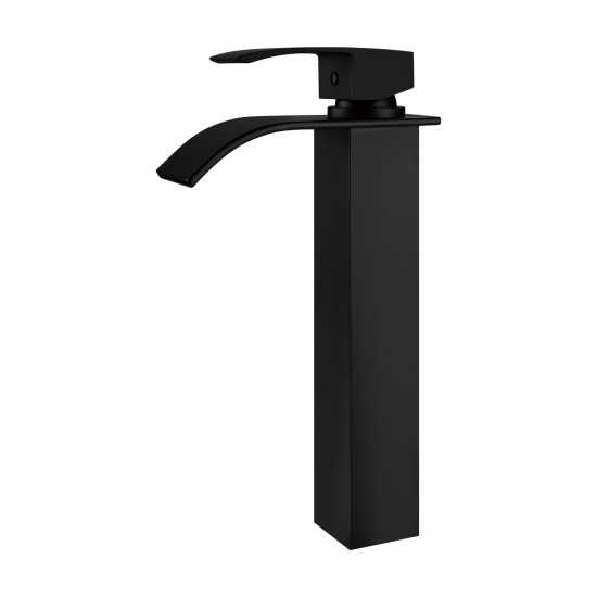 Omar Square Black Waterfall Tall Basin Mixer Black Taps Tall Tapware 