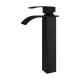 Omar Square Black Waterfall Tall Basin Mixer Black Taps Tall Tapware 