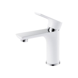 Bathroom White & Chrome Basin Mixer Solid Brass Vanity Tap Bathroom White & Chrome Basin Mixer Solid Brass Vanity Tap