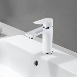 Bathroom White & Chrome Basin Mixer Solid Brass Vanity Tap Bathroom White & Chrome Basin Mixer Solid Brass Vanity Tap
