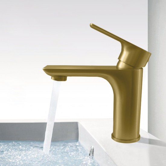 Solid Brass Brushed Yellow Gold Basin Mixer Tap Bathroom Vanity Tap