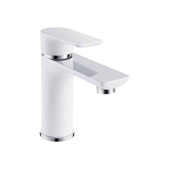 Round Chrome Shower Slider with Sliding Handpiece Holder & Soap Dish With Solid Brass White & Chrome Basin Mixer Tap Combo