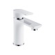 Round Chrome Shower Slider with Sliding Handpiece Holder & Soap Dish With Solid Brass White & Chrome Basin Mixer Tap Combo